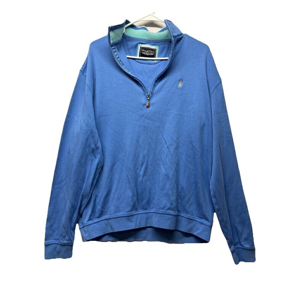Straight Down Sweatshirt Mens Large Blue Pima Cotton 1/4 Zip Golf Performance